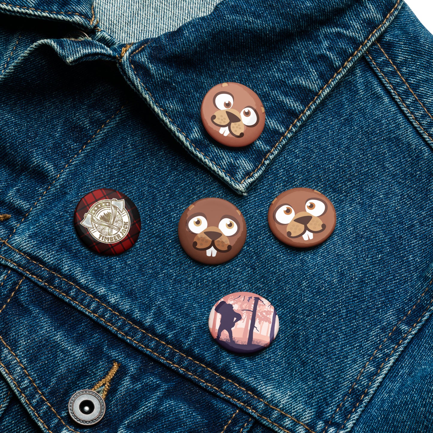 Timber Jack Going Wilder Set of Pin Buttons
