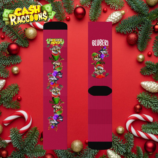 Cash Raccoons Holiday Crew Socks